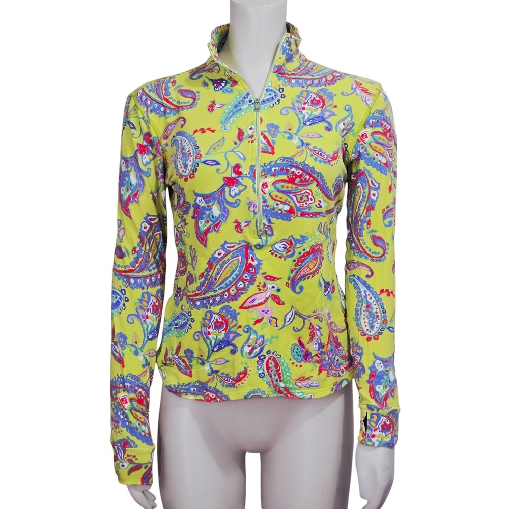 Polo Golf Ralph Lauren Women S Paisley Quarter Zip Pullover Long Sleeve Yellow